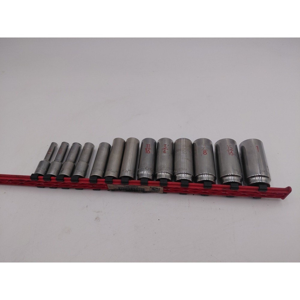 MATCO 13 Piece 3/8" Drive SAE 6 Point Deep Chrome Socket Set Tools Garage